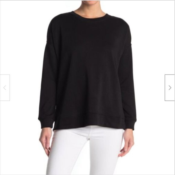 NWT Halston Studio Crew Neck Long Sleeve Sweater Sweatshirt French Terry - Picture 1 of 10
